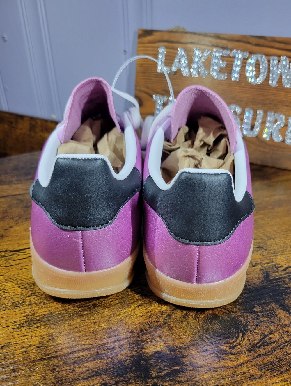Adidas Gazelle Metallic Pink Sneakers with Black Stripes - Picture 4 of 14